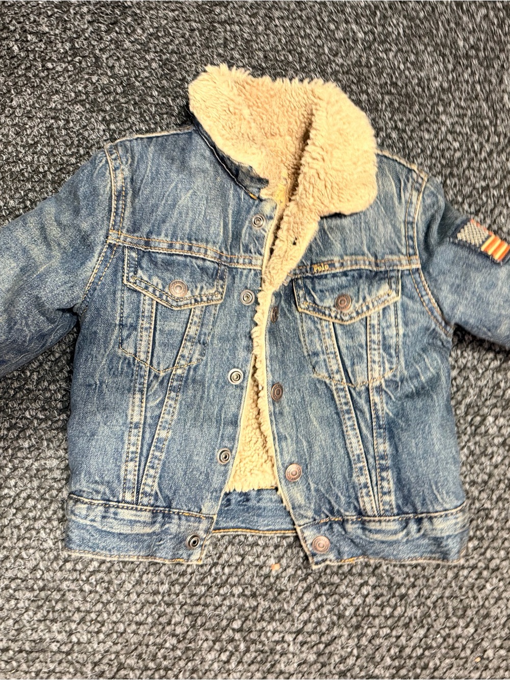 Polo by Ralph Lauren Blue Denim Jacket with Tan Sherpa Collar